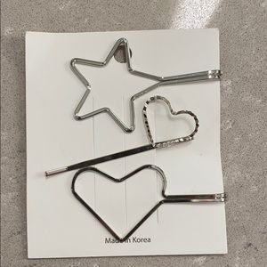 silver hair clips NEVER USED
